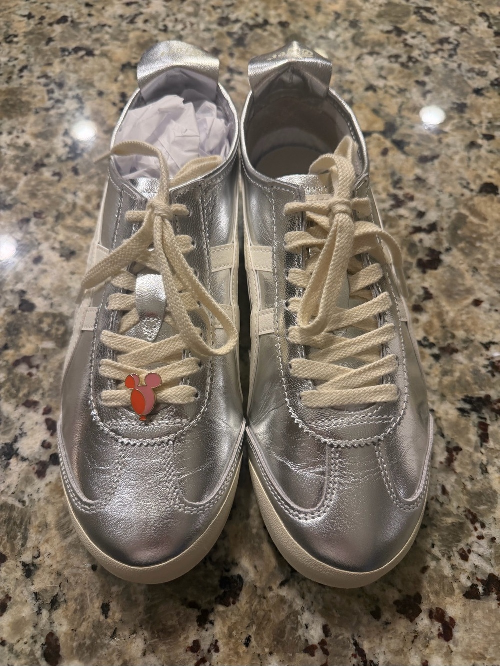 Onitsuka Tiger by Asics Silver Metallic Sneakers with Cream Laces